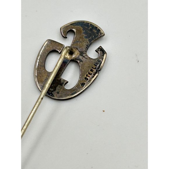 Monogram JCG Sterling Silver Stick Pin Vintage Lapel Hat Pin with Letter Initial - Picture 5 of 6